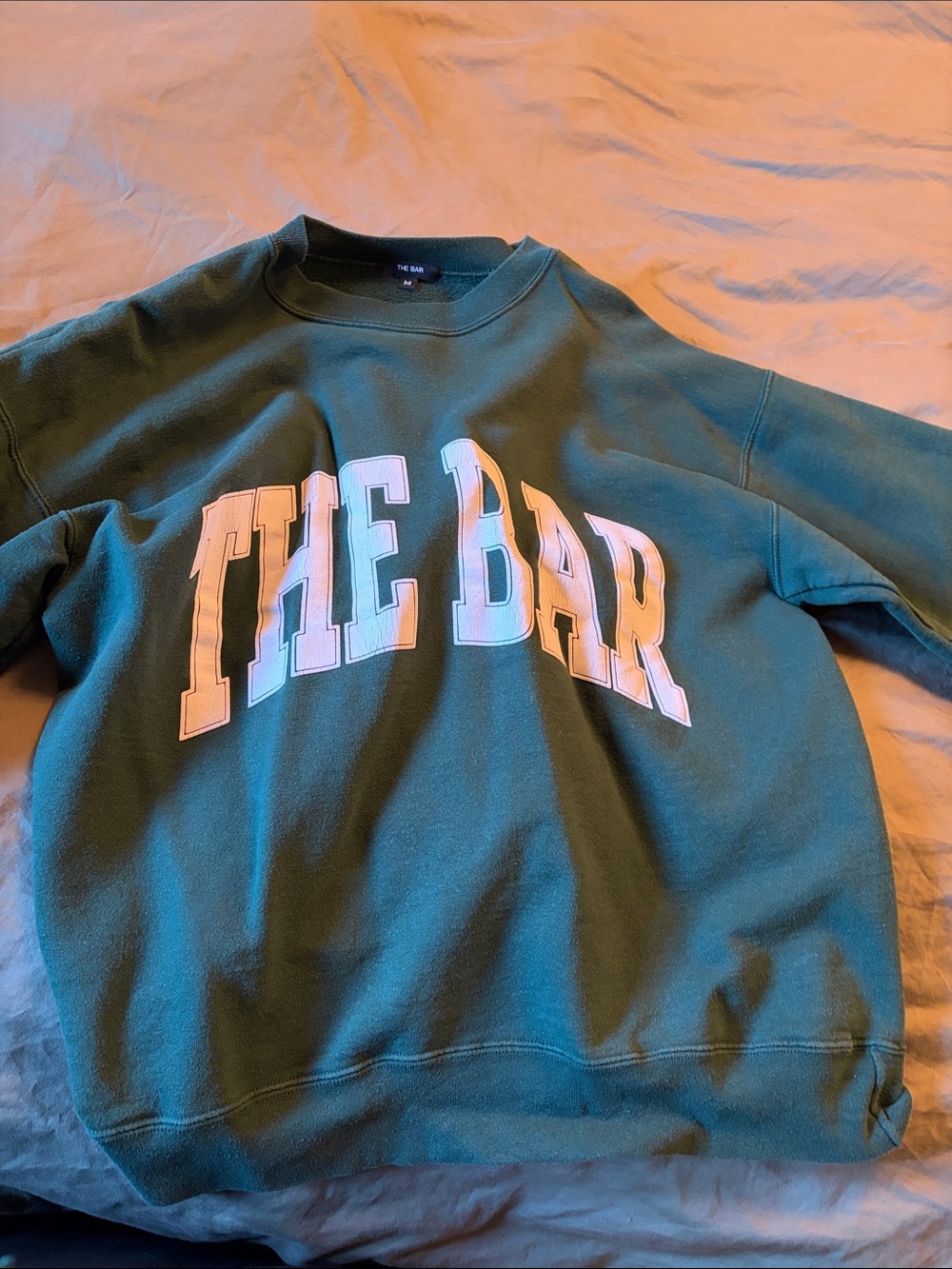 The Bar Emerald Green Crewneck Sweatshirt with White Block Logo